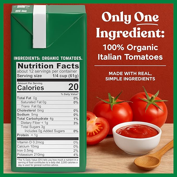 Pomì Organic Strained Tomatoes 26.46oz (Pack of 12)- Creamy, Velvety Puree - 100% Fresh Italian