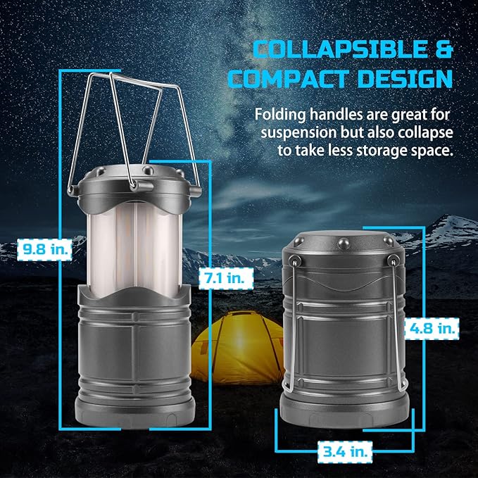 Lichamp 4 Pack LED Camping Lanterns, Collapsible Flameless Candles Tea Lights, Portable Battery