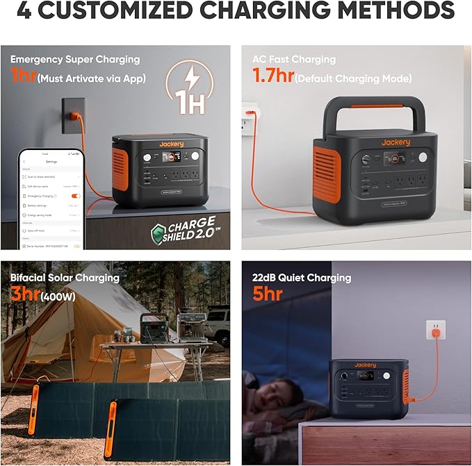 Jackery Solar Generator 1000 v2 with 2x100W Solar Panel,1070Wh Portable Power Station LiFePO4