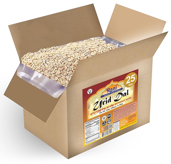Rani Urid/Urad Dal (Split Matpe Beans Skinless) Indian Lentils 400oz (25lbs) 11.36kg Bulk Box ~ All