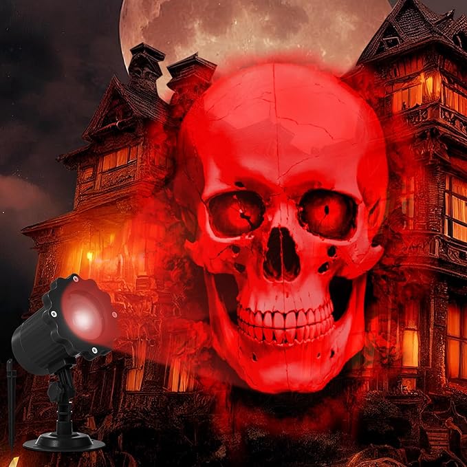 Treela Halloween Projector Lights Outdoor Indoor Dynamic Ghost Skull Lights Decoration Outside LED