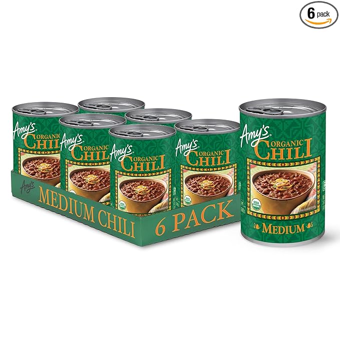 Amy's, Chili, Gluten Free, Vegetarian, Organic, Medium Spice, Jalapeño Pepper, 14.7 oz, Pack of 6