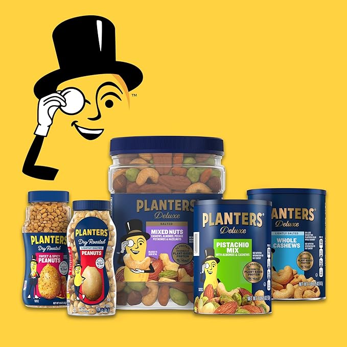 PLANTERS Salted Peanuts Cocktail, Party Snack, Plant-Based Protein, After School Snack, Roasted in