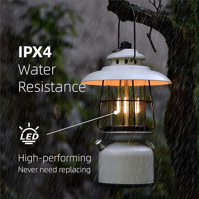 Metal Retro Classic LED Camping Lantern, 6500mAh Rechargeable Battery Last 17-500 Hours Camping