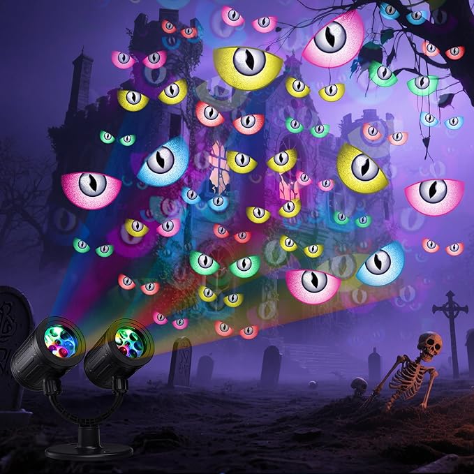 Toodour Halloween Projector Lights Outdoor, Double Head Dynamic Halloween Lights Projector with