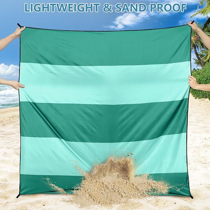 Beach Blanket Waterproof Sandproof Beach Mat 79" X 83"/10'x9'for 2-8 Adults Quick Drying Outdoor