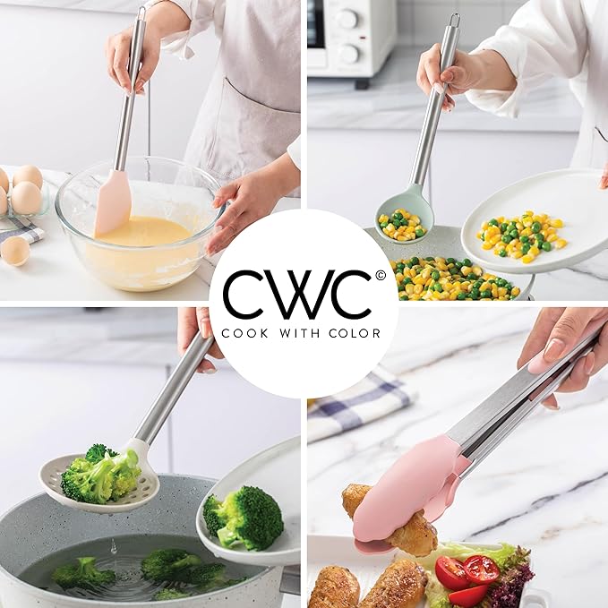 COOK WITH COLOR Silicone Cooking Utensils, Kitchen Utensil Set, Easy to Clean Silicone Kitchen