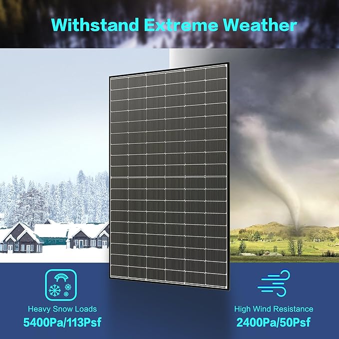 JJN Bifacial 2PCS 400 Watt Solar Panel, N-Type 16BB 400W Solar Panels, 25% High Efficiency