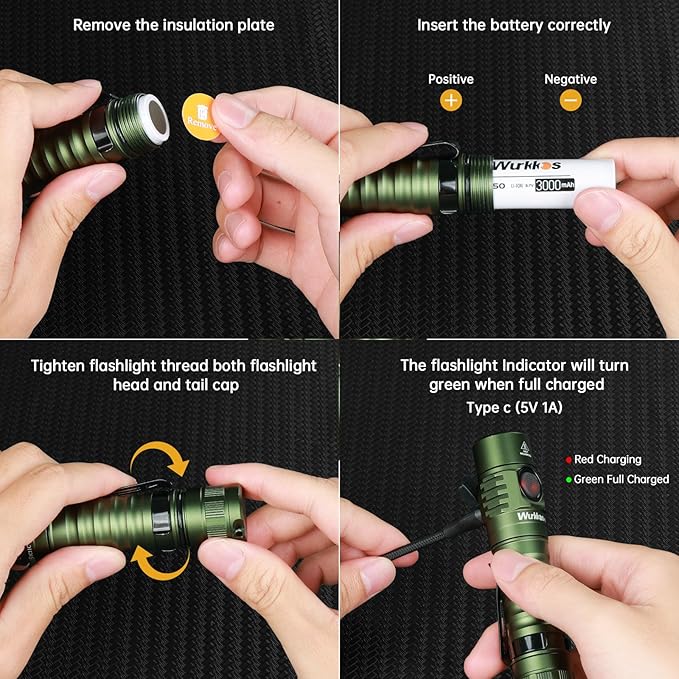 Wurkkos FC11C LED Flashlights Rechargeable -Small Powerful EDC Flashlight 90CRI 1200 High Lumen