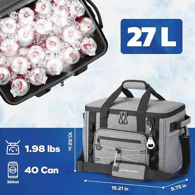 Maelstrom Soft Sided Cooler Bag, 30/40 Can Collapsible Insulated Ice Chest, Large Leakproof Camping