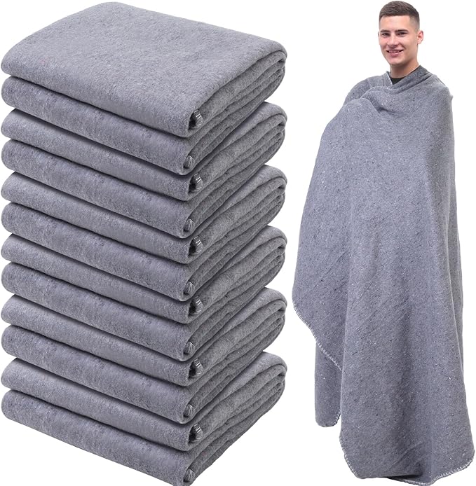 Preboun 6 Pcs First Aid Fire Retardant Blanket Military Blanket 60" x 80" Survival Blanket for