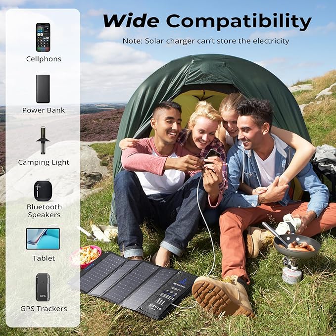 [Upgraded] BigBlue 3 USB Ports 28W Solar Charger(5V/4.8A Max), Portable Foldable Solar Panel for