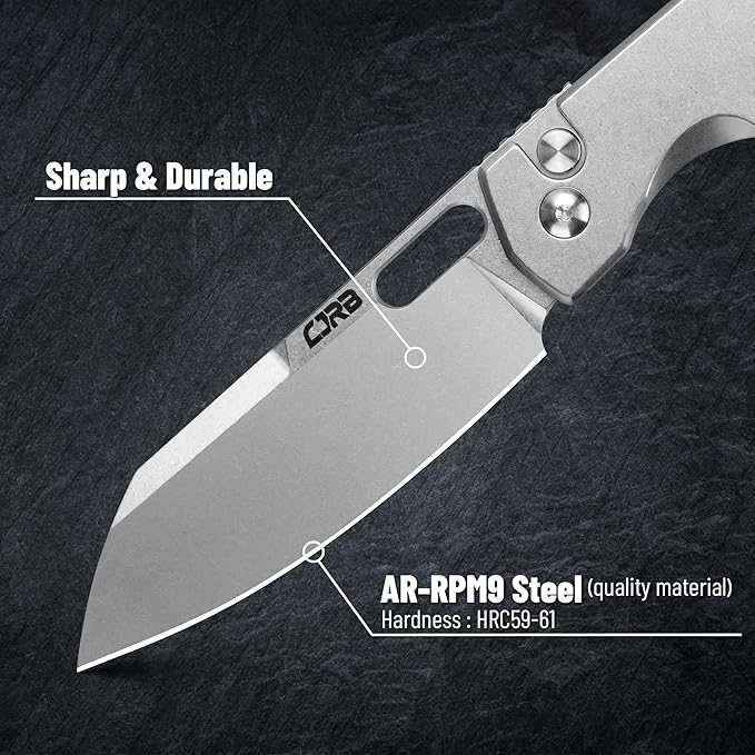 CJRB Pocket EDC Knife Ekko(J1929) Button Lock Small Folding Knife AR-RPM9 Steel Blade and Silver