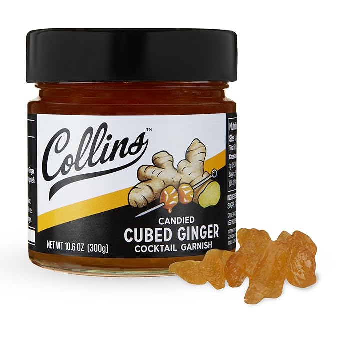 Collins Candied Ginger in Syrup for Cocktails, Gluten Free Skinny Cocktail Garnish for Whiskey