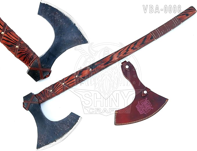 SHINY CRAFTS | 40" Handmade Double Head Norse Axe, Hand Forged Steel Dane Axe with Broad Blade