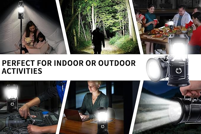 KunHe 12-Pack 1800mAh Collapsible Portable LED Camping Lantern Lightweight Waterproof USB