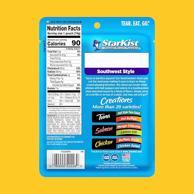 StarKist Chicken Creations, Southwest Style, 2.6 oz Pouch, Pack of 12