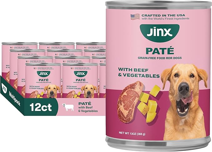 Jinx Premium Wet Dog Food Cans - Beef Pate - Grain-Free Canned Dog Food Pate & Topper with Real
