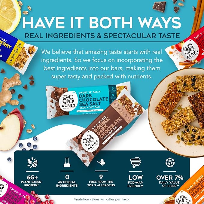 88 Acres Granola Bars | Variety | Gluten Free, Nut-Free Oat and Seed Snack Bar | Vegan & Non GMO |