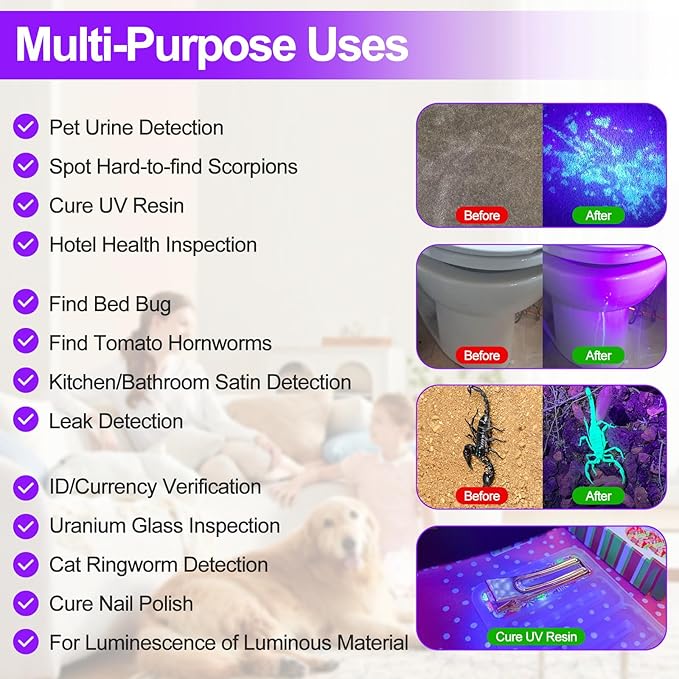 Black Light UV Light Flashlight, 21 LED 395nm Ultraviolet Blacklight Flashlight Mini Pet Urine