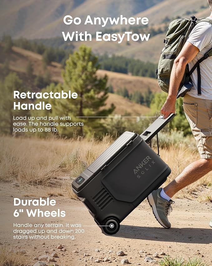 Anker SOLIX EverFrost 2 23L Cooler, 24 qt Car Refrigerator, Electric Cooler with 288Wh Battery