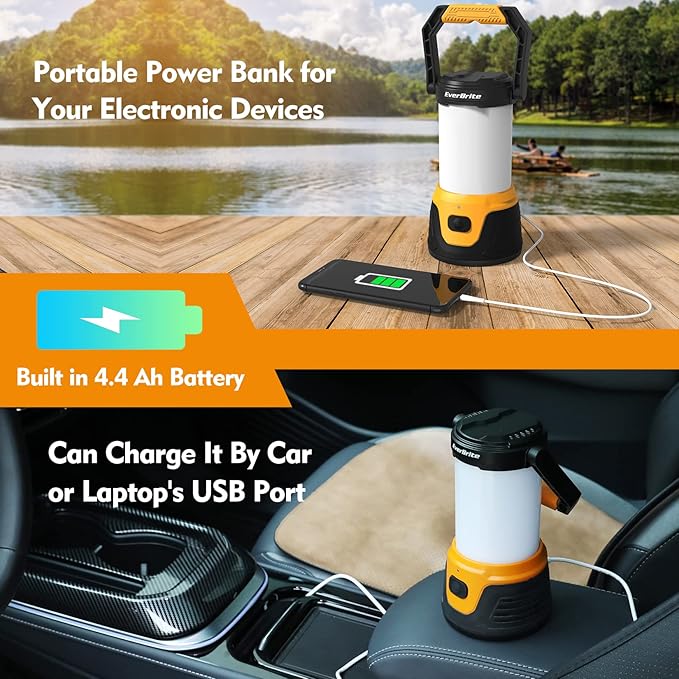 EverBrite Rechargeable LED Camping Lantern with Power Bank Function, 1000 Lumens Camping Lights, 5