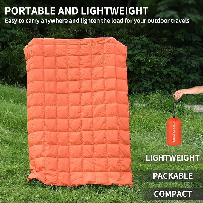 Down Camping Blanket, Muti-Use Outdoor Travel Blanket, Puffy Sleeping Bag Blanket, Waterproof