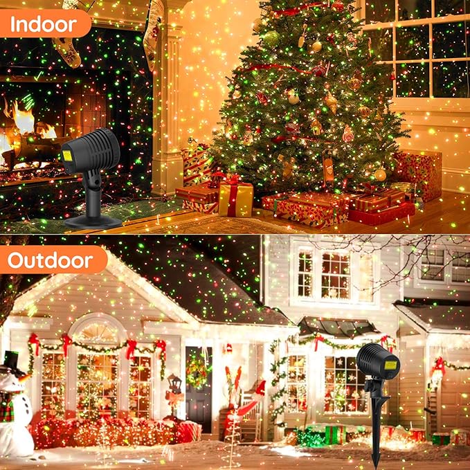 Christmas Projector Lights Outdoor, Christmas Light Projector with Remote, Moving Outdoor Holiday