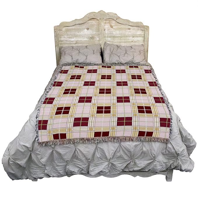 Pure Country Weavers Innocent Plaid Blanket - Gift Tapestry Throw Woven from Cotton - Made in The