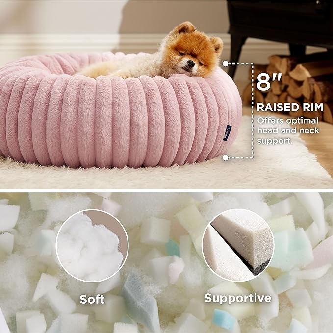 Bedsure Donut Small Dog Bed - Dog Beds for Small Dogs with Corduroy Fleece & Anti Slip Bottom