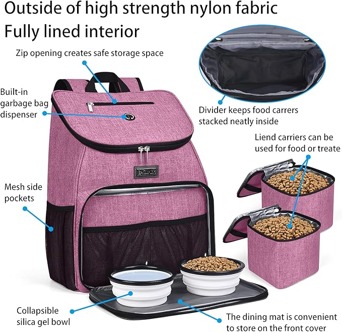 BAGLHER丨Dog Travel Bag, Airline Approved Pet Supplies Backpack, Dog Travel Backpack with 2 Silicone
