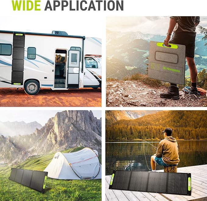 Newpowa 200W Portable Solar Panel Kit with Adjustable Kickstand Case,200Watt 12Volt Foldable