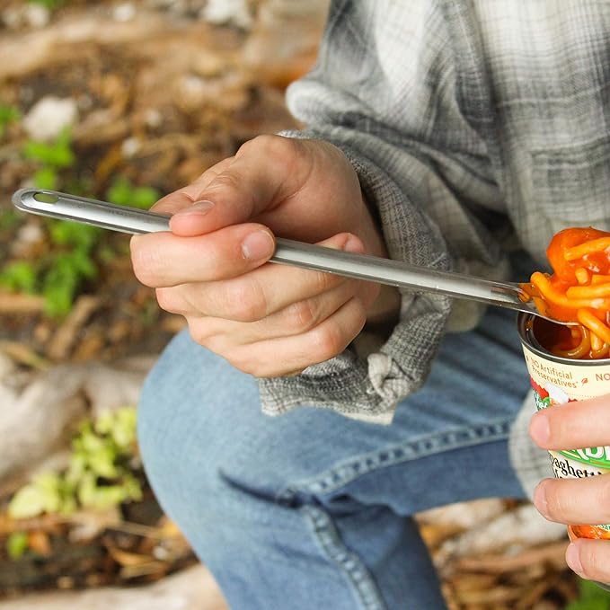 Tapirus - Long Spork and Long Spoon Set - 9.4-inch Long Deep Reach Stainless Steel Eating Utensils