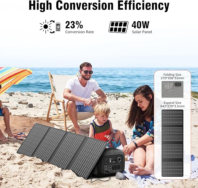 Solar Powered Generator 300W Peak/70400mAh, 260Wh Portable Power Station with Panels 40W Included