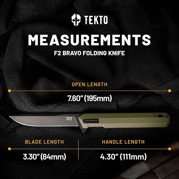 F2 Bravo Folding Pocket Knife - D2 Steel Blade, Ceramic Ball Bearings - EDC - Snap, Swift Flip for