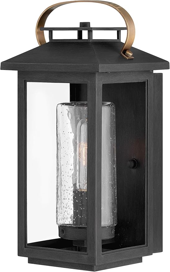 Hinkley Atwater Medium Wall Mount Outdoor Lantern - Composite, Clear Seedy Glass, Anti-Fade, LED