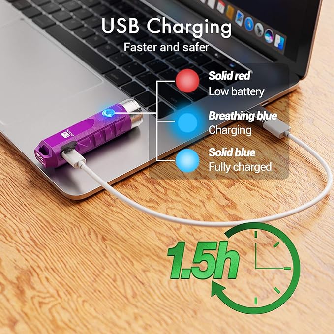 RovyVon Aurora A1 G4 Rechargeable Keychain Flashlights USB C, 650lumens Bright Mini EDC Flashlight