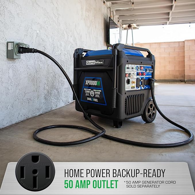 DuroMax XP11000iH 11,000-Watt Dual Fuel Portable Digital Inverter Generator - Gas & Propane, Remote