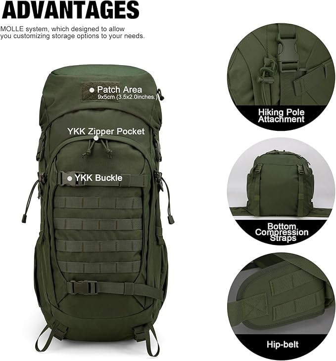 Mardingtop 50L Hiking Backpack,Backpacking Backpack with Rain Cover for