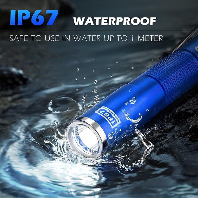 FORTO LED Pen Light, 200 Lumens Pocket Flashlight, IP67 Waterproof, 2 Modes, 2 Pack with AAA
