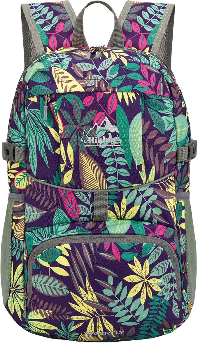 WATERFLY Hiking Foldable Daypack Backpack: 25L Ultra Lightweight Waterproof Day Pack for Woman Man