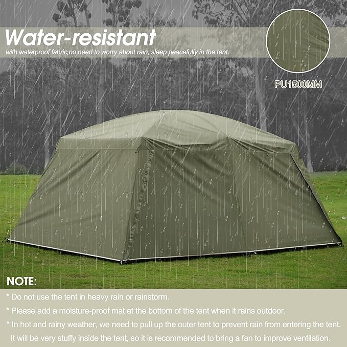 Vidalido 8-10 Person Camping Tent with 3 Door 2 Room Large Family Cabin Tents, Double Layer