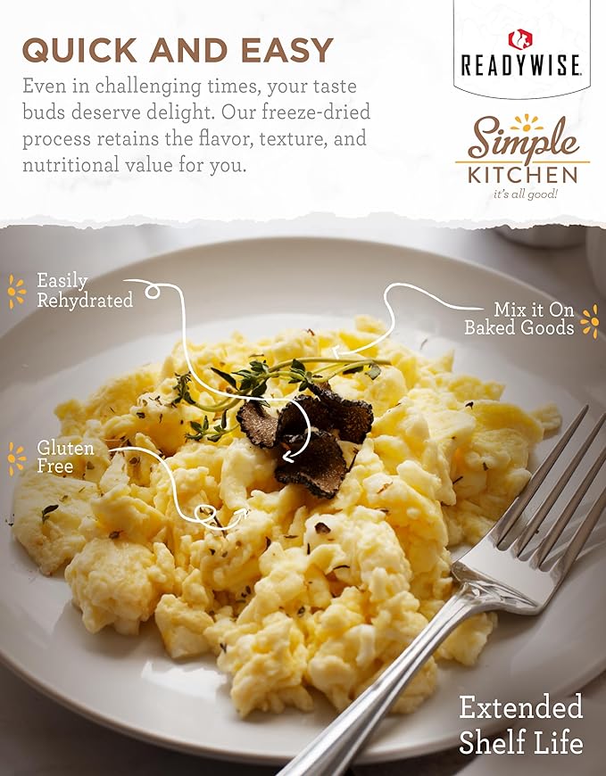 READYWISE - Simple Kitchen, Powdered Eggs, 72 Servings, Emergency Supply, Dehydrated Food, Baking