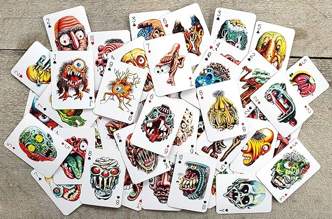 Ugly Monsters Playing Cards (Poker Deck 54 Cards All Different) Vintage Scary Ugly Monsters