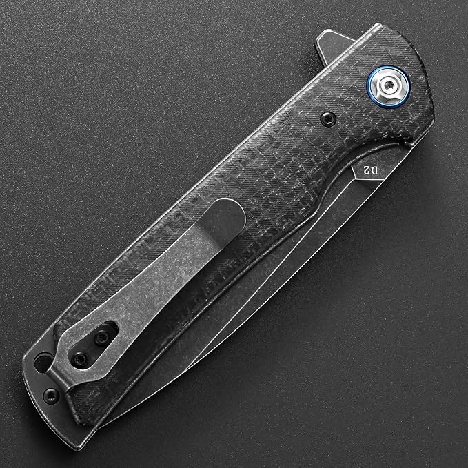 Eafengrow EF973 Folding Knife, D2 Steel Blade Micarta Handle Scale Pocket Knife Folder for Working