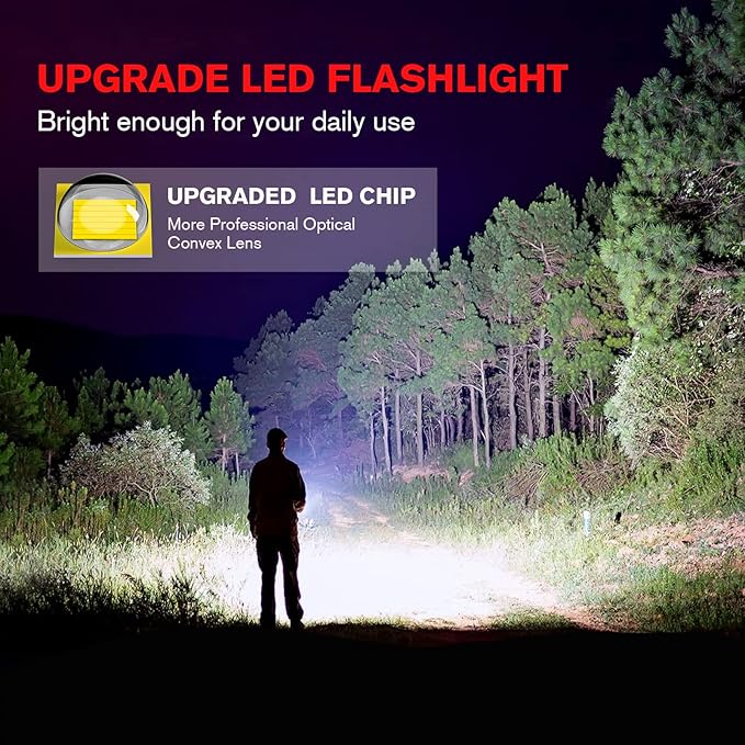 LETMY LED Tactical Flashlight S2000 [4 Pack] - High Lumens, Zoomable, 5 Modes, Waterproof Handheld