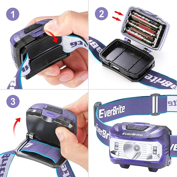 EverBrite Headlamp, 2 Pack Kids Headlamp with Red Light and Memory Function, Head Lamp for Adults