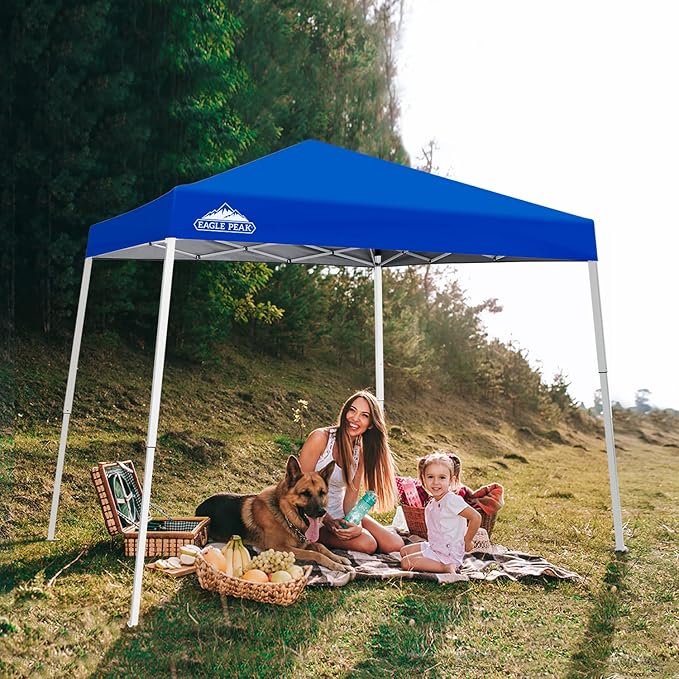 EAGLE PEAK 10x10 Slant Leg Pop-up Canopy Tent Easy One Person Setup Instant Outdoor Beach Canopy