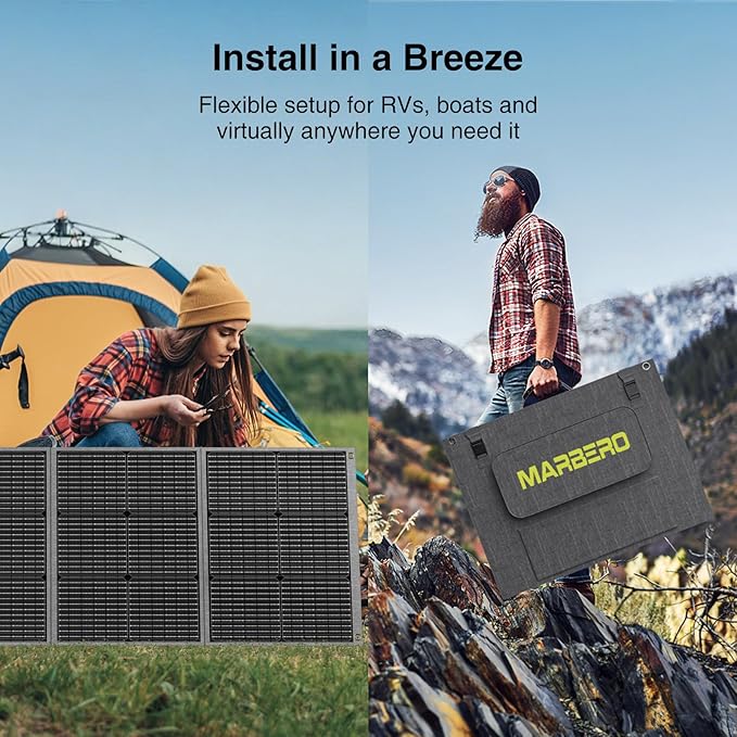 MARBERO 200W Portable Solar Panel for Power Station & DC Devices 200 Watt Foldable Solar Charger