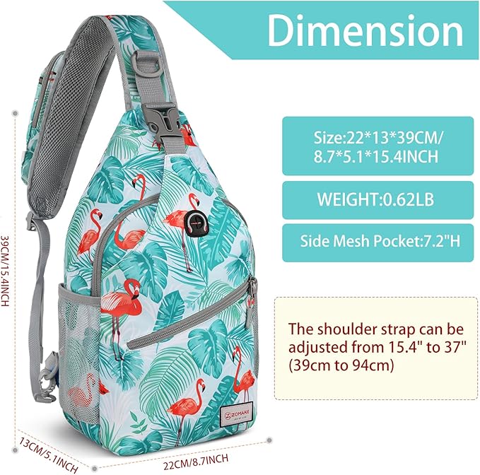 ZOMAKE Sling Bag,Small Crossbody Sling Backpack,Water Resistant Shoulder Daypack for Travel,Anti